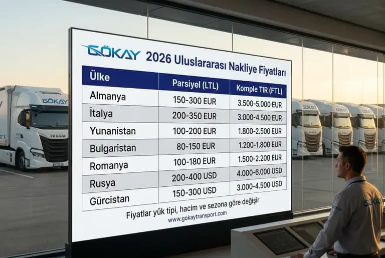 2026 uluslararası nakliye fiyatları — ülke bazlı parsiyel ve komple TIR fiyat tablosu